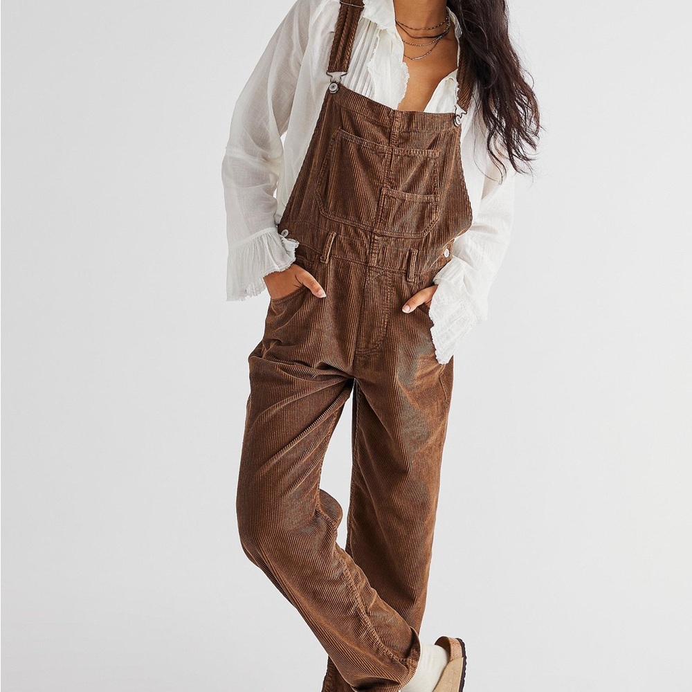 Free People Brown Corduroy Overalls